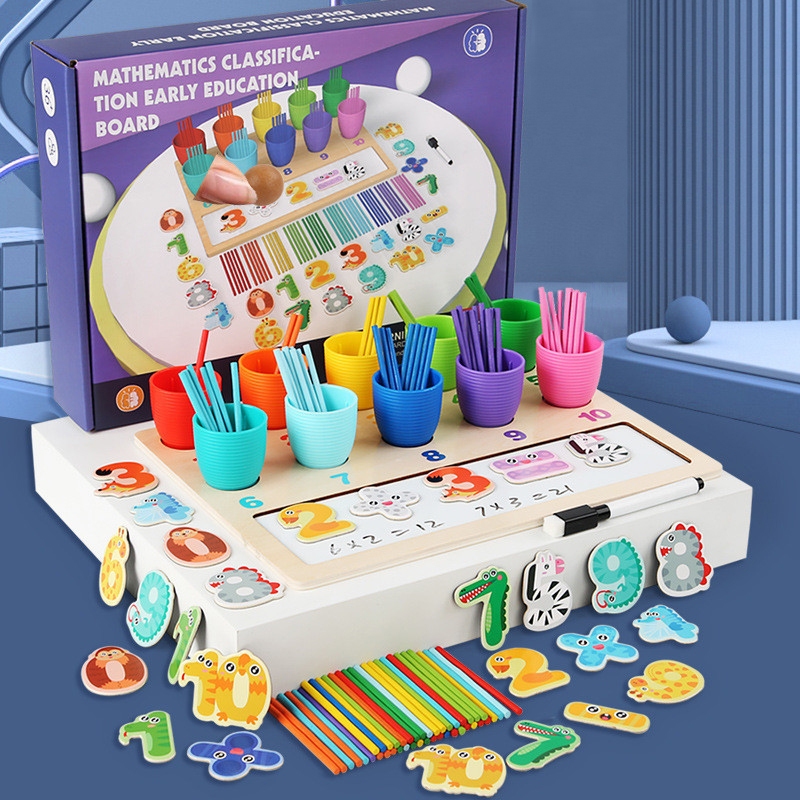 Montessori Color Sorting Counting Toys for Toddlers, Wooden Math ...