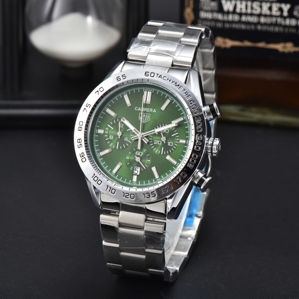 Fashion Retro Green Dial Stainless Steel Case Stainless Steel Strap Men ...