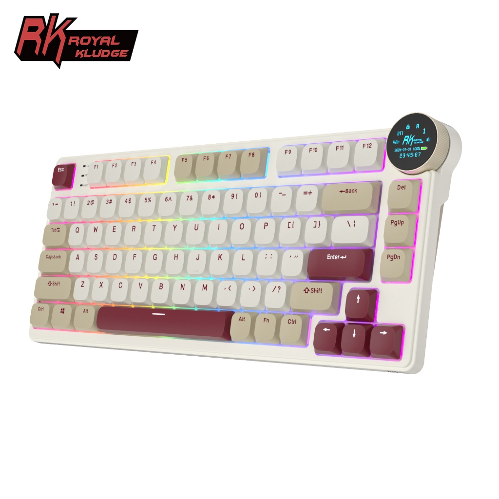 Royal Kludge RK N80 Rosy Clouds 80 Key Low Profile Tri-Mode RGB Wired ...