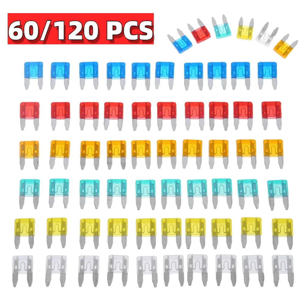 60/120pcs Auto Car Truck Mini Fuse Blade 5A 10A 15A 20A 25A 30A Mixed ...