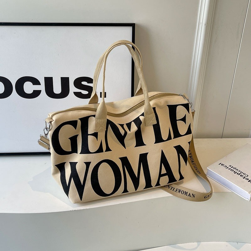 Gentle Woman Large Capacity Tote Bag With Zipper Alphabet Canvas Bags For Ladies Shopee Philippines
