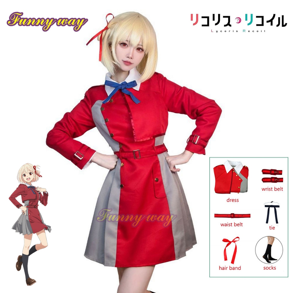 Nishikigi Chisato Cosplay Costume Anime Lycoris Recoil Dress Uniform ...