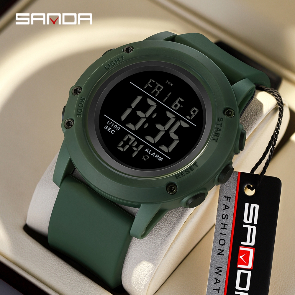 Sanda's New 2165 Fashion Casual Military Multi functional Fashion Digital  Silicone Waterproof Male and Female Student Electronic Watch