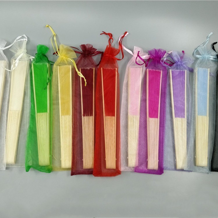 10 Pack Folding Hand Fan Pouch Drawstring Organza Bags Folding Fan ...