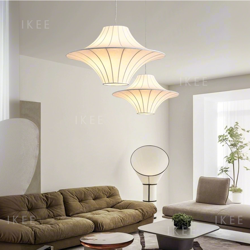 Nordic Design Pendant Light Wabi-Sabi Style Living Room Bedroom Silk ...