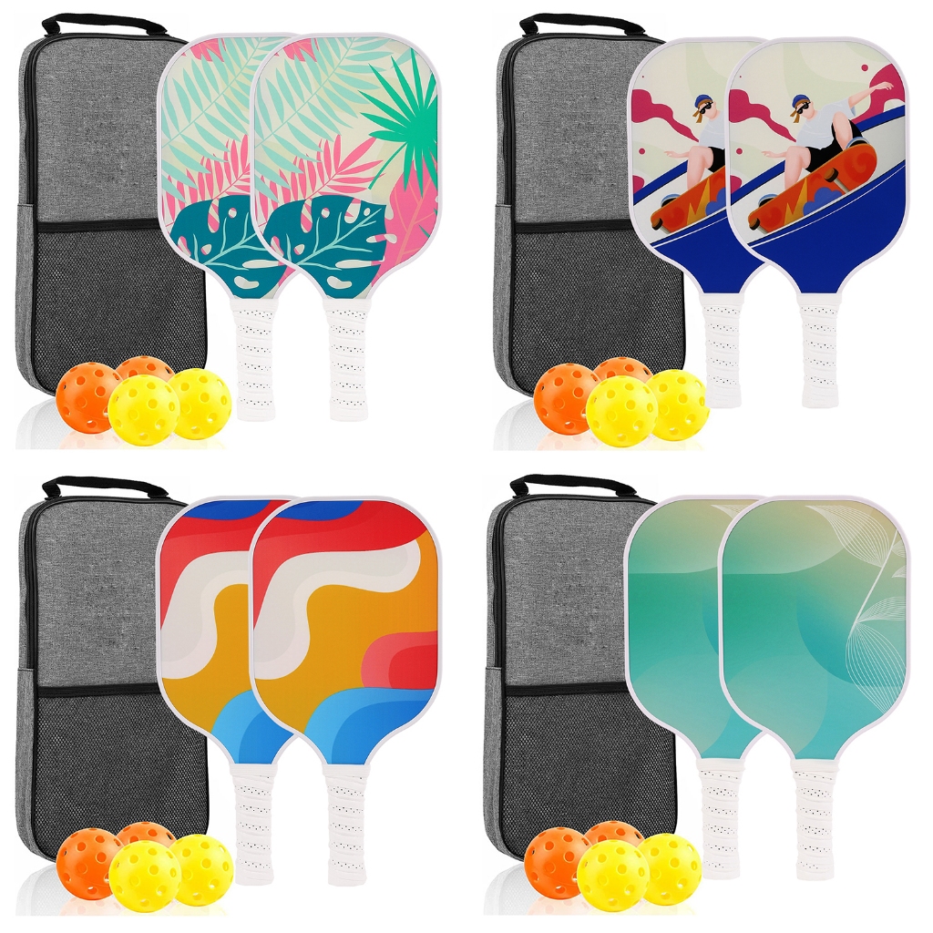 MADOG Pickleball Rackets Set, Fiberglass Paddles, Non-Slip Grip, 4