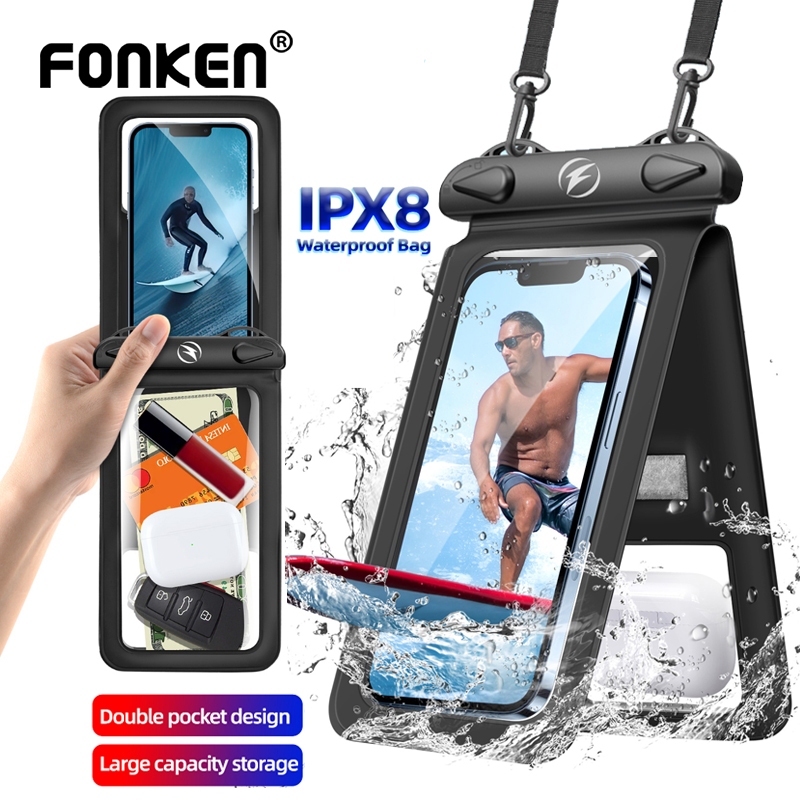 Fonken Waterproof Phone Case Double Bag Ipx8 For Swimming Storage Wallet Cards Shopee Philippines