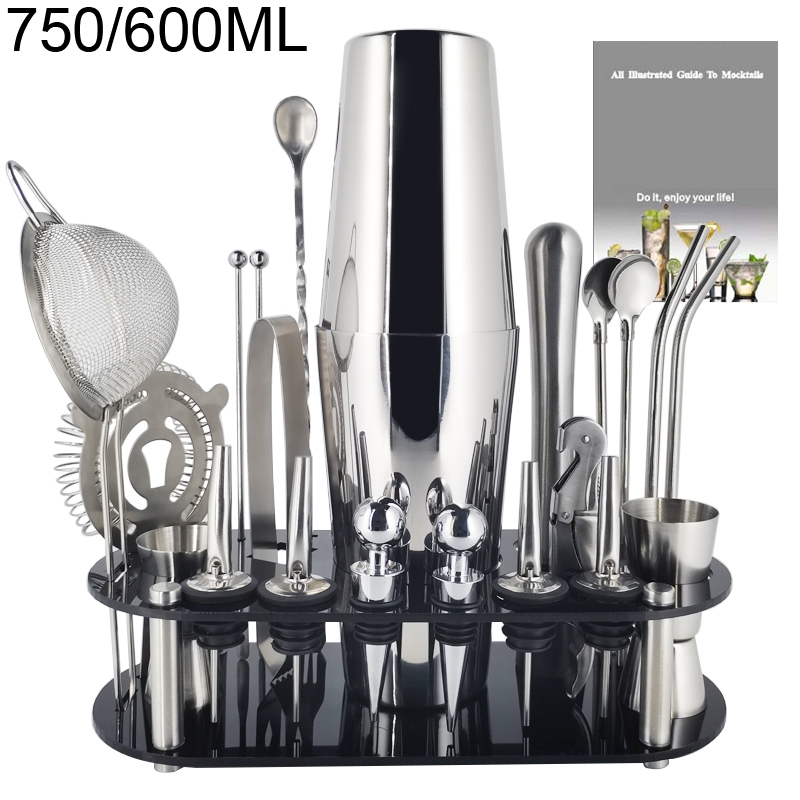 22Pcs 750/600ml 750ml Boston Cocktail Shaker Bar Tools Wine Mixer Set ...