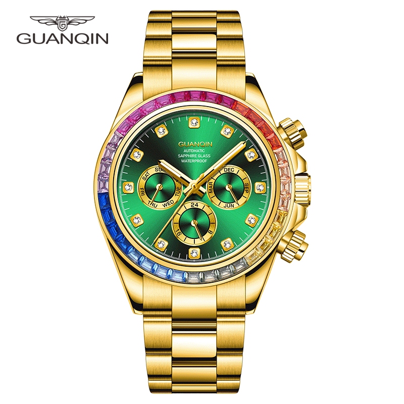 GUANQIN 2024 Watch For Men Waterproof Original Automatic Mechanical Watch Luxury Sapphire Glass Calendar Men s Watches Luminous Stainless Steel