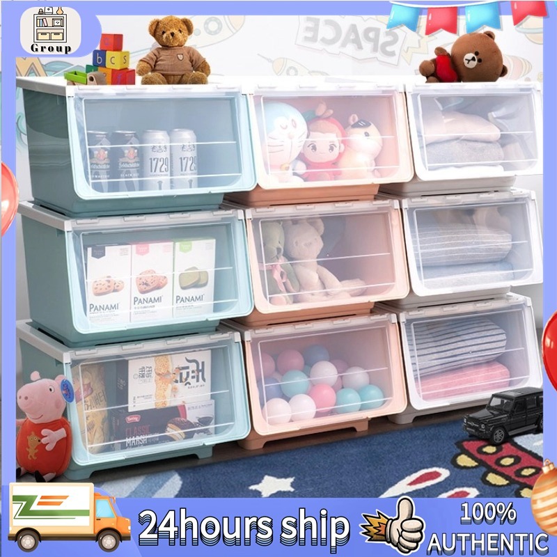 Plastic Storage Box With Wheels Transparent Flip Top Home