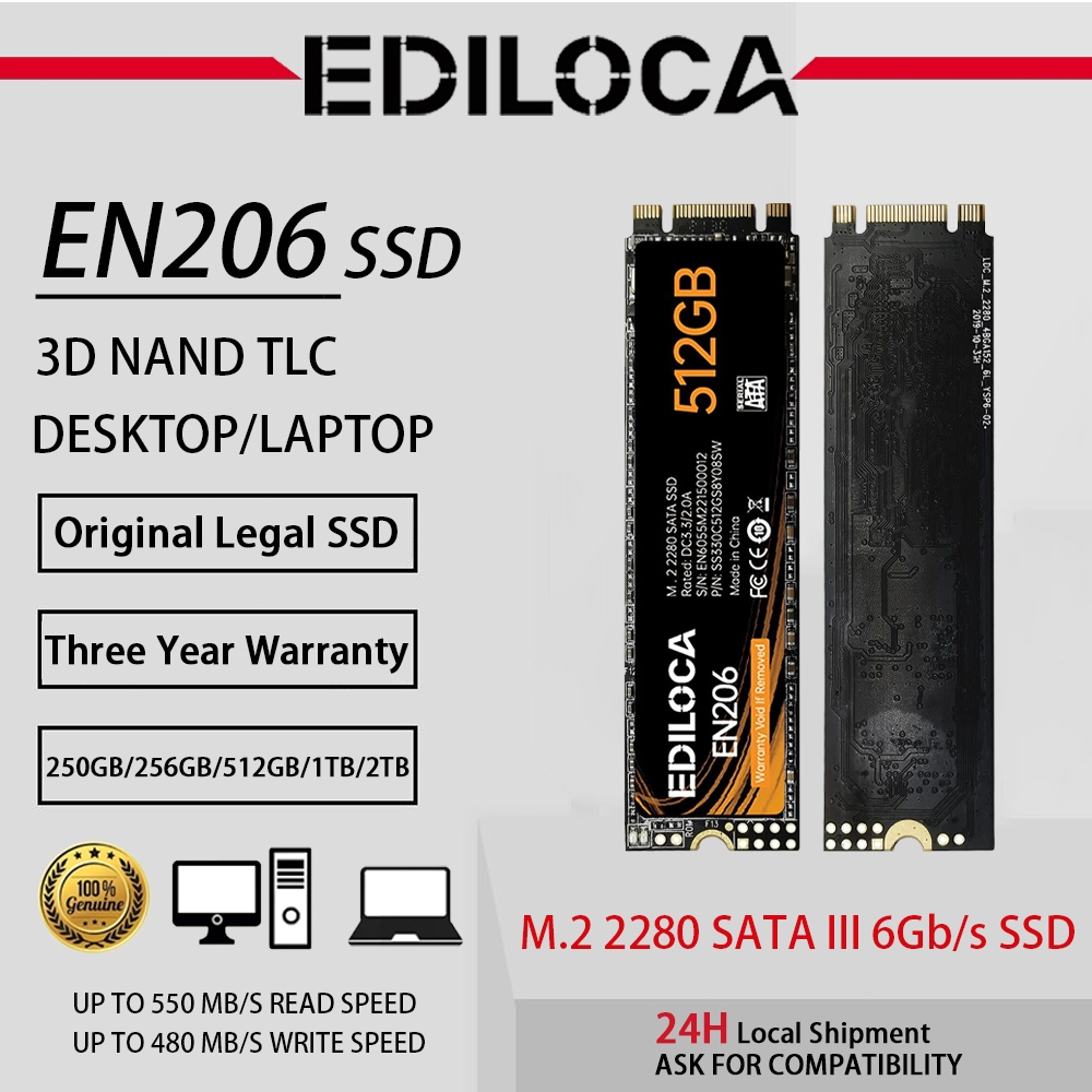 内蔵型SSD EDILOCA EN206 SSD 2tb M.2 2280 3D Ediloca EN206 M.2 SATA III SSD