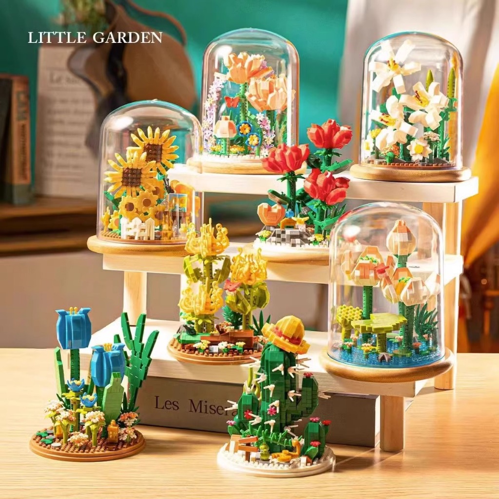 Rose Lily Potted Flower Building Block Toy girls Gifts With display box ...