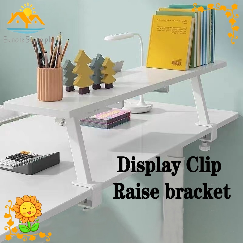 Monitor Desk Riser Clamp-On Desk Tiered Storage Shelf Wooden Monitor ...