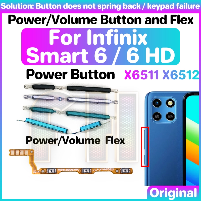 Power Volume button flex For Infinix smart 6 HD X6511 X6512 Switch ...