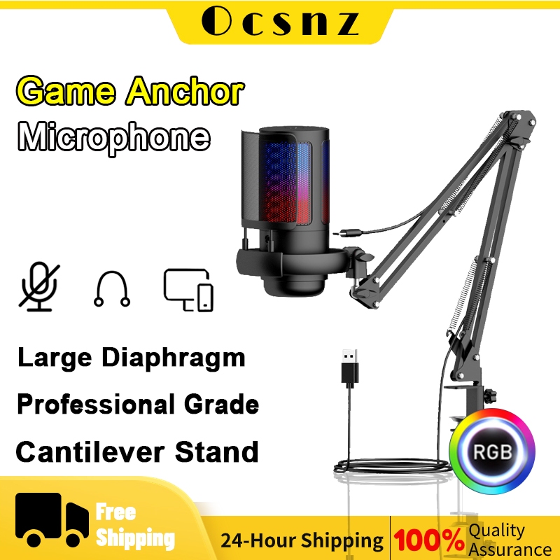 Ocsnz RGB Gaming Microphone USB Condenser for Videoke for Live Stream ...