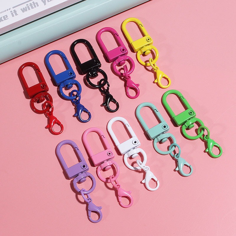 5/1pcs Paint Colorful Rotating Keychain Metal U-Shaped Buckle Lobster ...