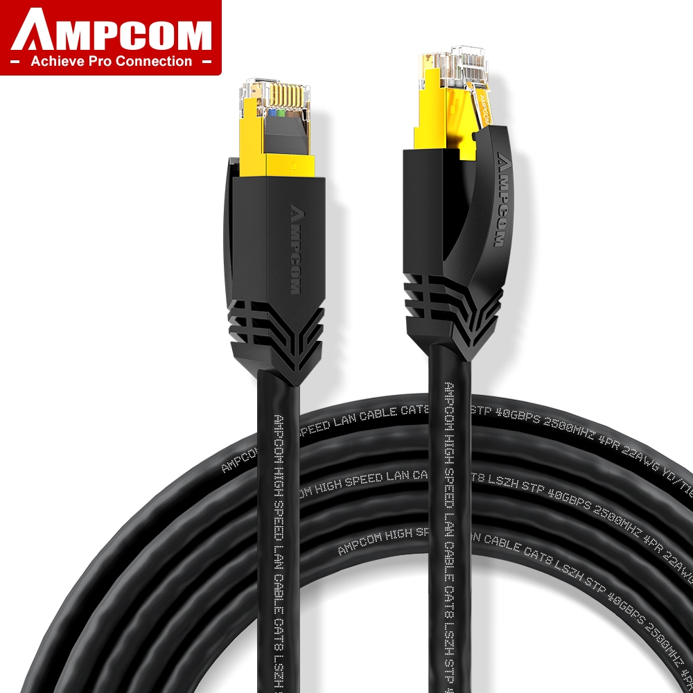 AMPCOM CAT8 S/FTP Ethernet Cable, 1-25m, High-Speed, Shielded, 24AWG ...