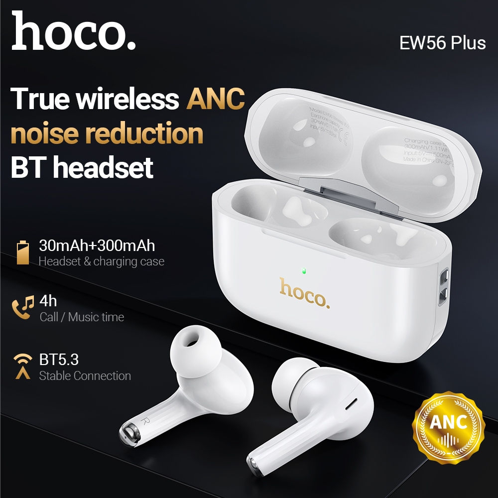 HOCO EW56 Plus True Wireless Bluetooth Earphone Bluetooth TWS Active  Noise Cancellation Earbuds With Microphone Music Headphone For Smart Phone 