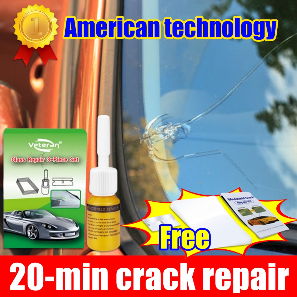 Windshield Crack Repair Kit, Glass Repair Fluid Car Glass Repair Kit Glass Fluid Car Cracks Gone Kit Automotive Quick Fix Chips Cracks Star Shaped