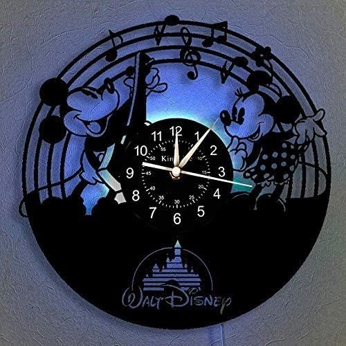 Mickey Mouse Vinyl Wall Clock Creative Hanging Night Lamp 7 Color ...