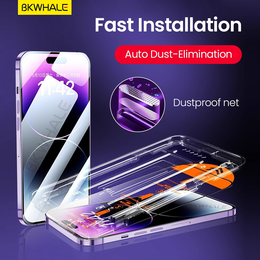 BKWHALE Easy Install Tempered Glass Full Screen Protector For iPhone 17