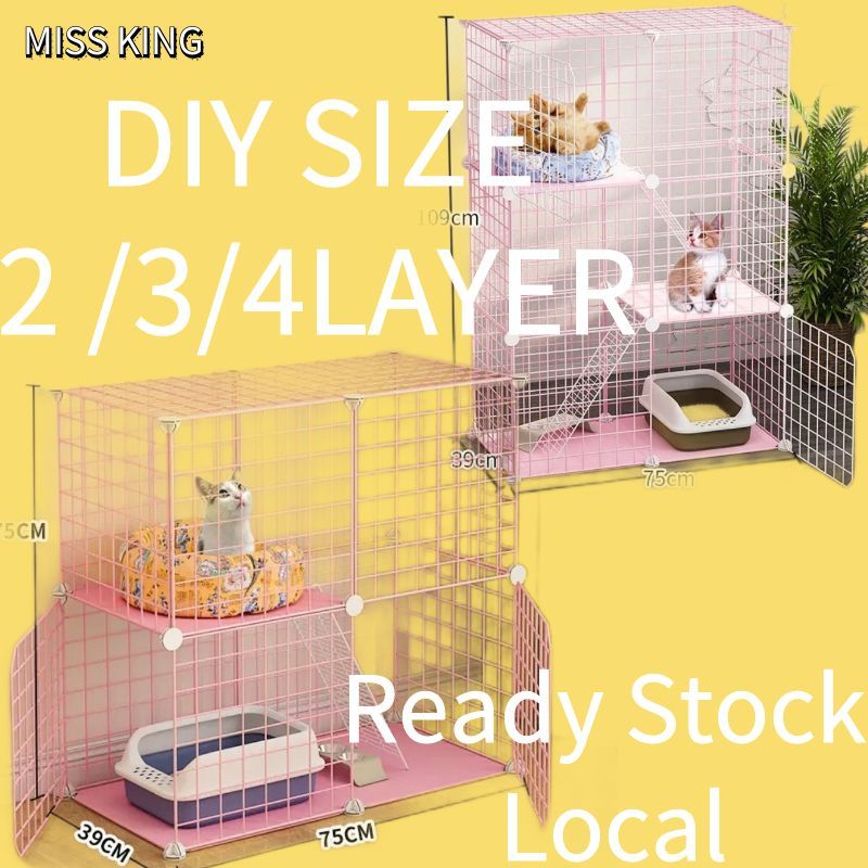 【Ready Stock】Cat Cage Stackable Dog Cat Pet 3 layers Cage Easy Assemble ...
