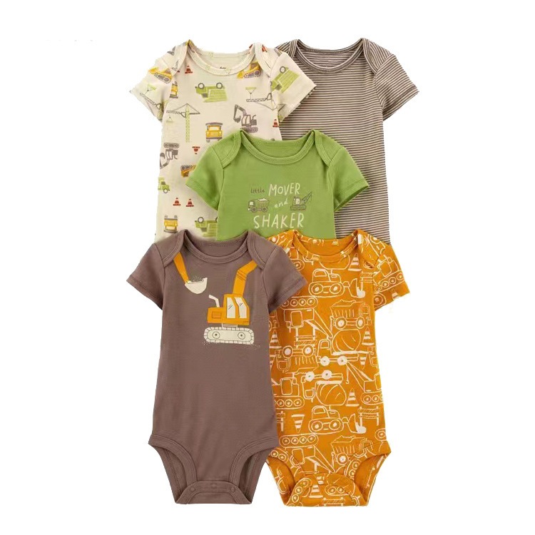 carters 5 Pcs Summer Fashion Newborn Baby Boys Girls Cartoon Bodysuits Unisex 100 Cotton Cute Baby Clothes Shopee Philippines