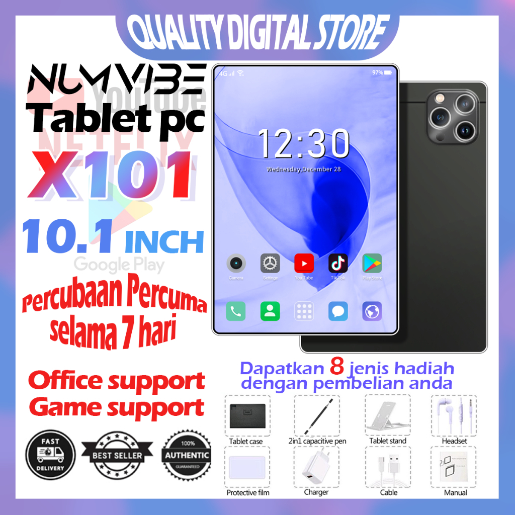 NUMVIBE X101 New 5G Tablet Android Original Computer WiFi Dual SIM 10.1 Inch 12GB+512GB Tablet