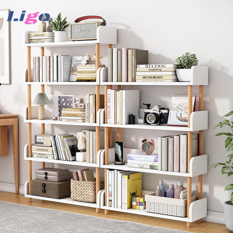 Ligo bookshelf floor rack shelf multi-layer storage rack book reading ...