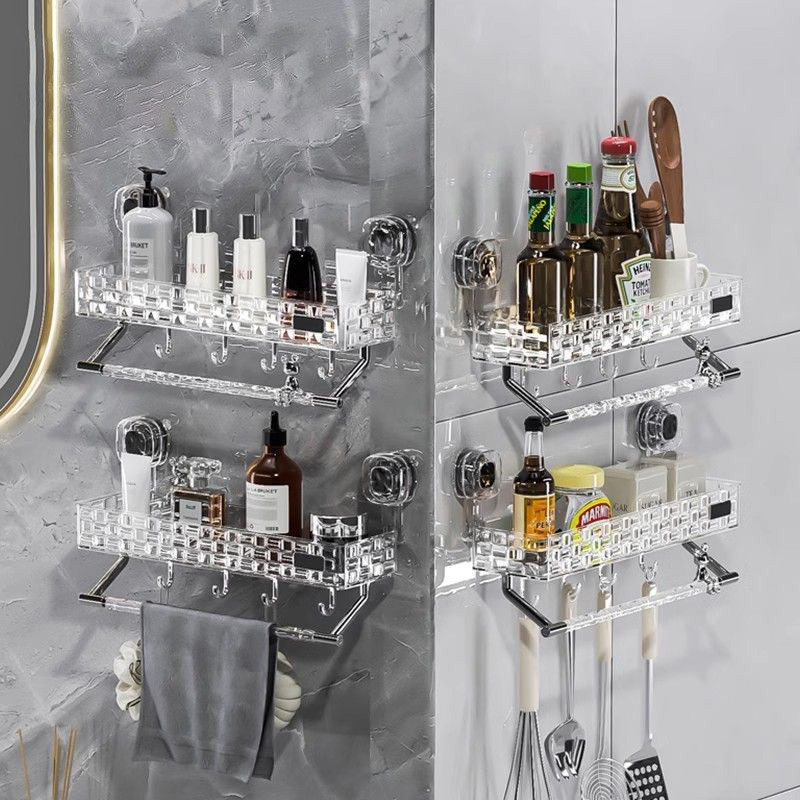Suction Cup Bathroom Rack Glacier Pattern Plastic Transparent Acrylic ...