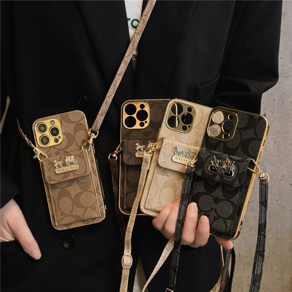 Luxury Brand Retro Leather Crossbody Case For iPhone 11 12 13 14 15 Pro