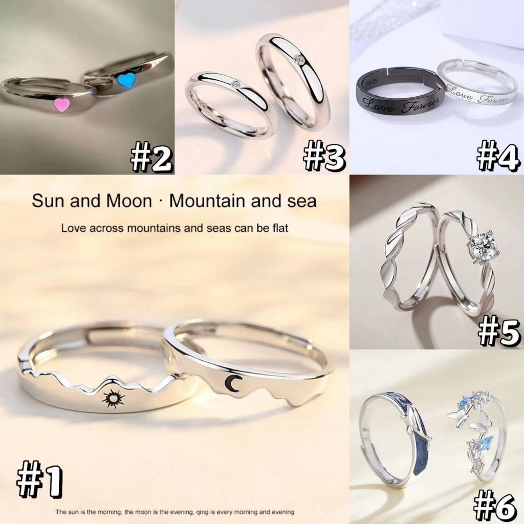 925 Silver Valentine couple Ring Sun Moon Promise Ring Finger ...