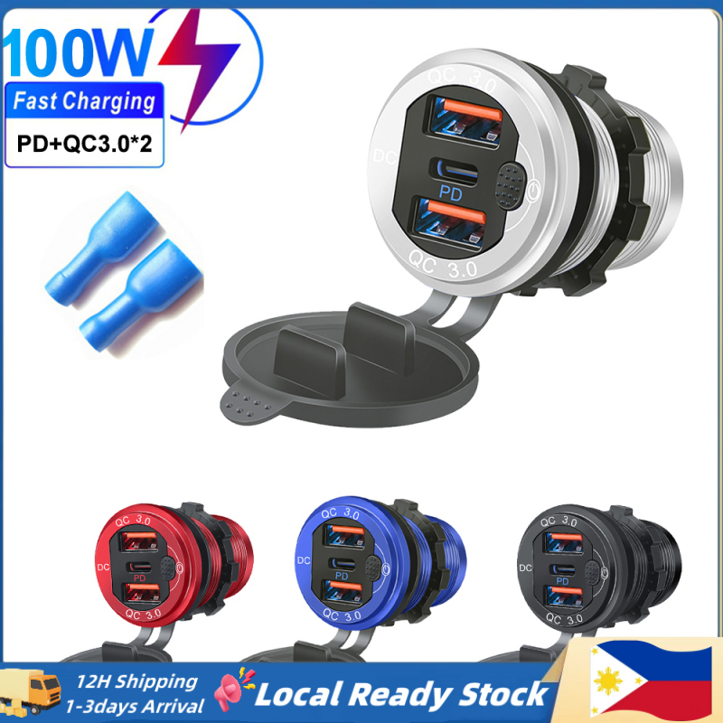 (Local Seller) 100W Quick Charge 3.0 Dual USB PD Car Charger Fast ...