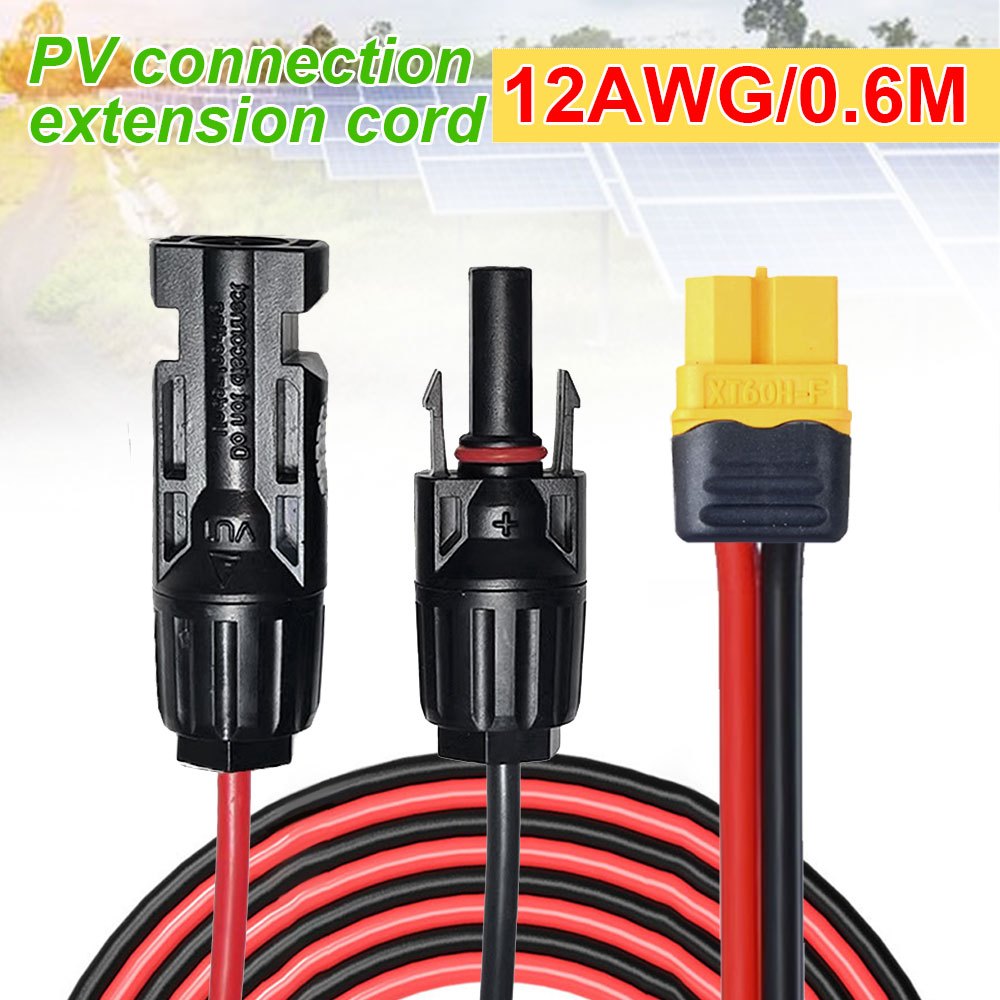 Xt60 Adapter To Solar Connector Extension Cable Extension Charge Cable 12awg 063m Wire For 1377