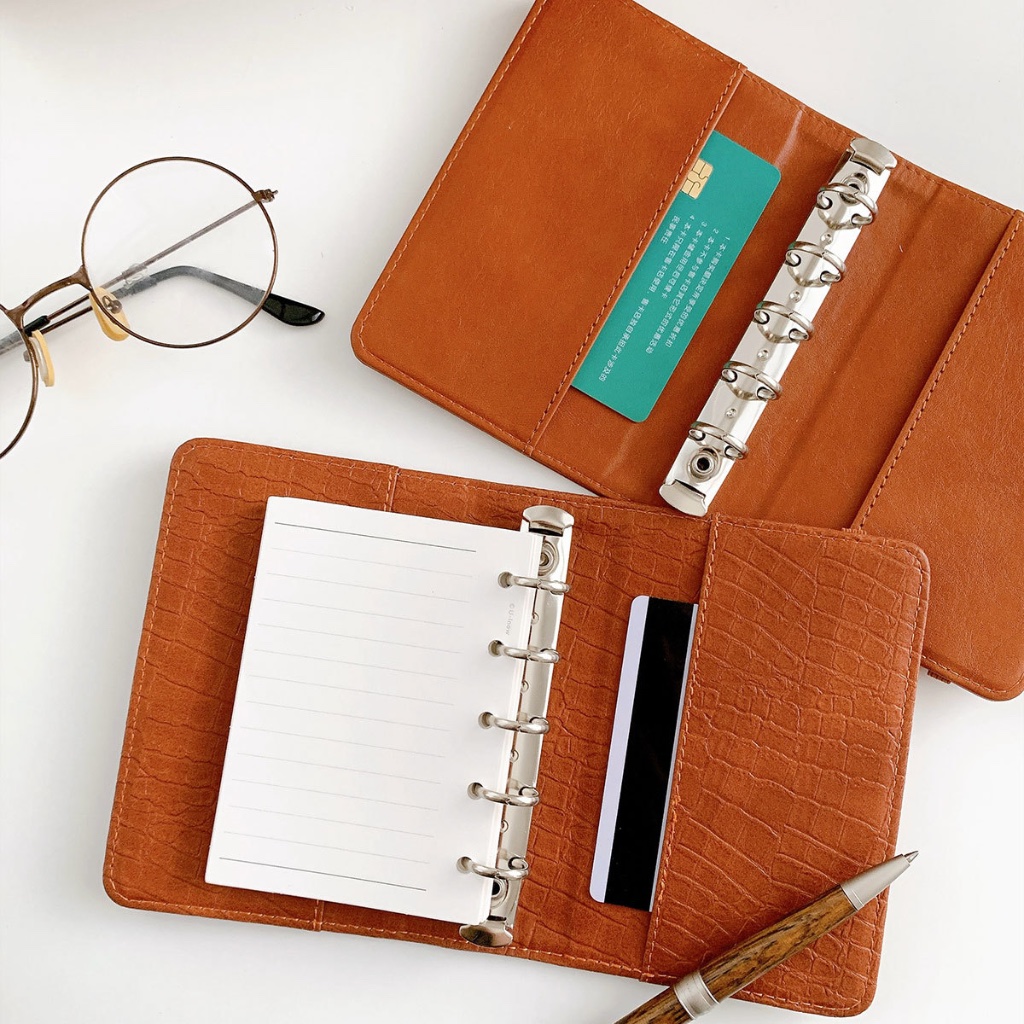M5 Size Retro Crocodile PU Leather 5 Holes Loose Leaf Notebook Cover ...