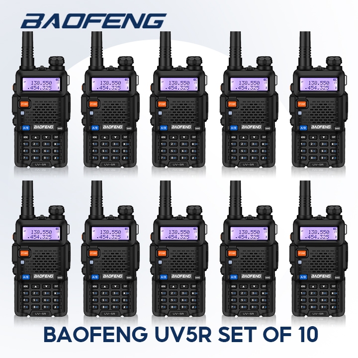 Baofeng Uv 5r Vhf Uhf Dual Band Two Way Radio Set Of 10 Black Shopee