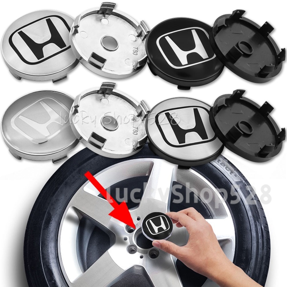 4x Genuine Honda 69mm Black Wheel Center Caps – Glossy Finish – 44732-S9A-A00
