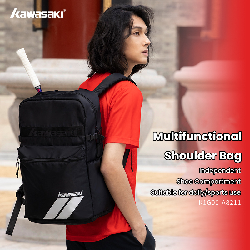 Kawasaki Backpack Professional Badminton Bag K1G00-A8211&K2G00-C8247 Tennis  Backpack Men's and Women's New Multifunctional Sports Fashion Backpack
