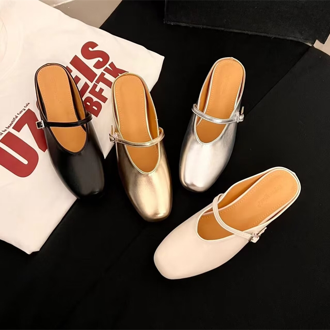 Fashion Style Internal Elevation 4 cm Round Head Mules (Size 35-40 ...