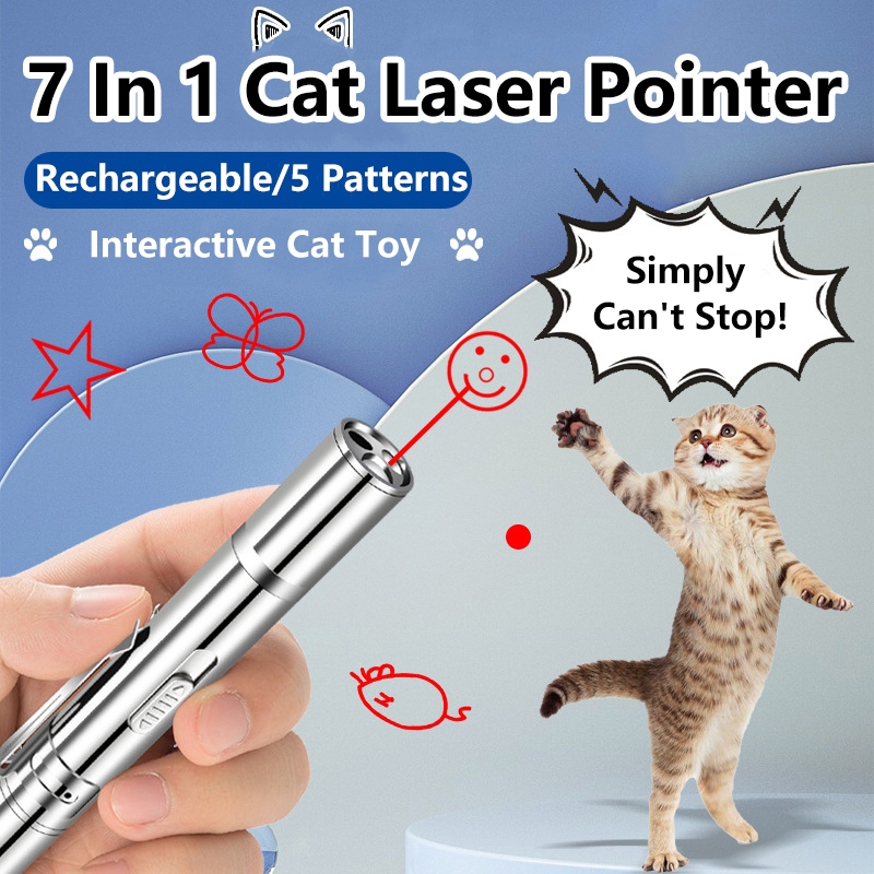 FYNIGO 7 in 1 Cat Laser Pointer Light Kittens Cat Toys Cat Laser Pen ...