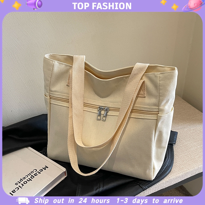 TF349 COD Tote Bag Fashion Girl Canvas Korean Style With Zipper Good ...