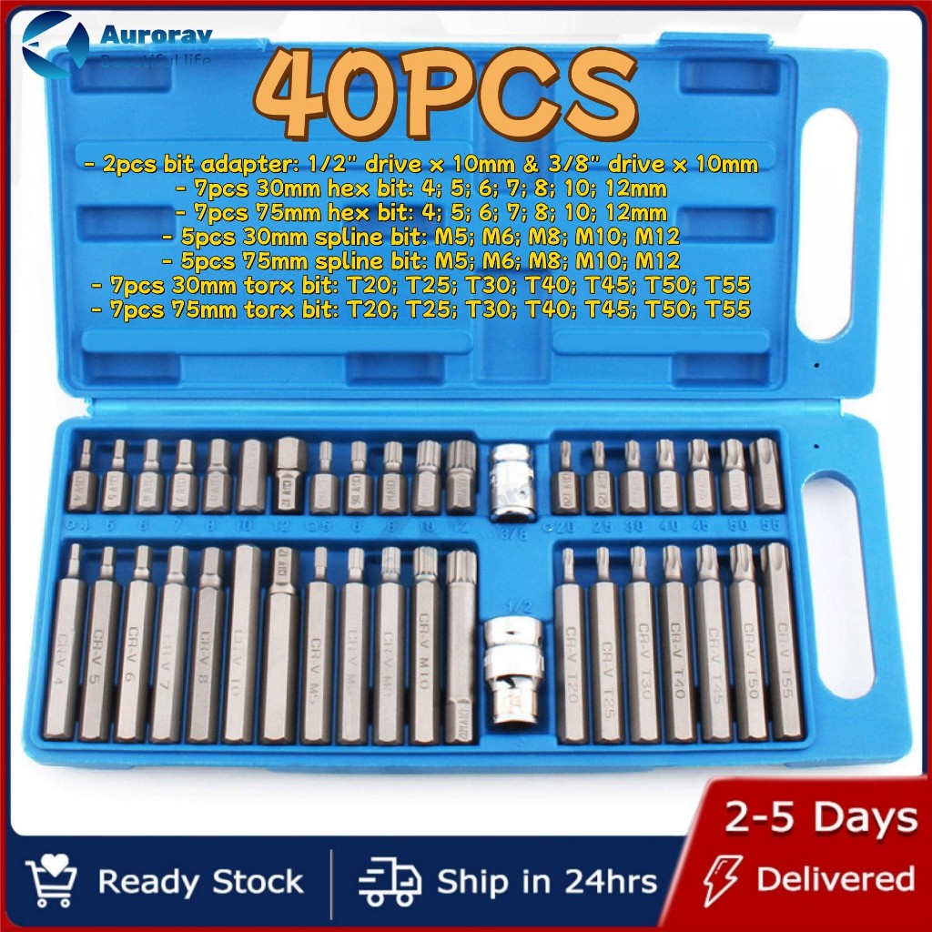 40PCS Allen Bits Set 1/2 and 3/8 drive Heavy Duty Aurorav | Shopee ...