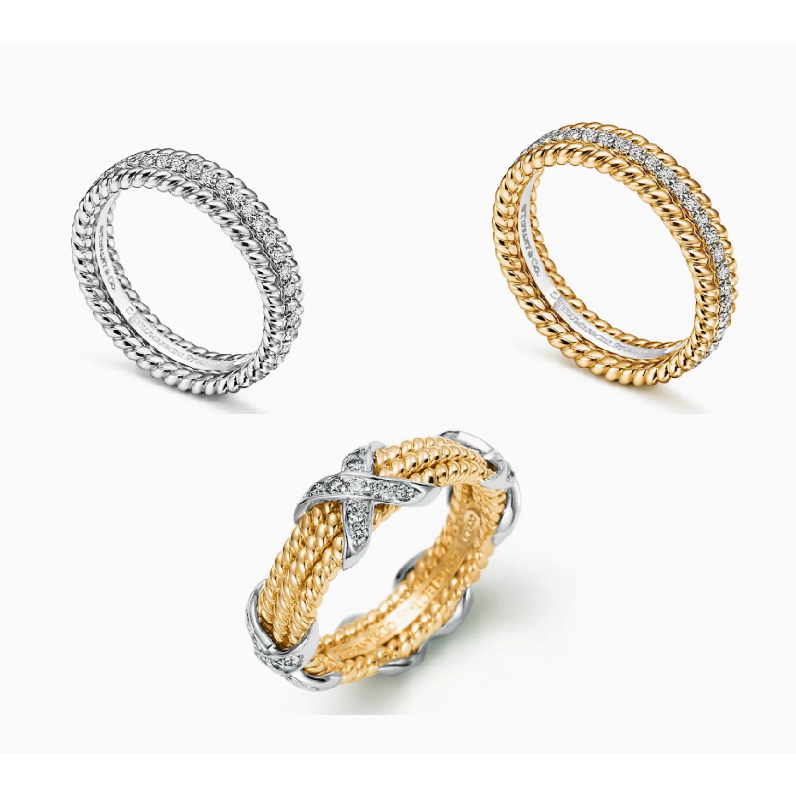 Tiffanyy&CO Rope Three-row X Ring S925Rope Two-row Ring | Shopee ...