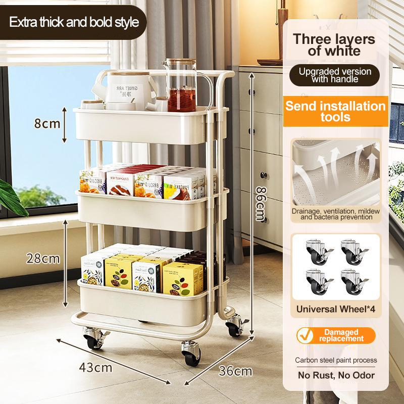 3Tier Kitchen Trolley Cart Utility Shelf Storage Rack Organizer with ...