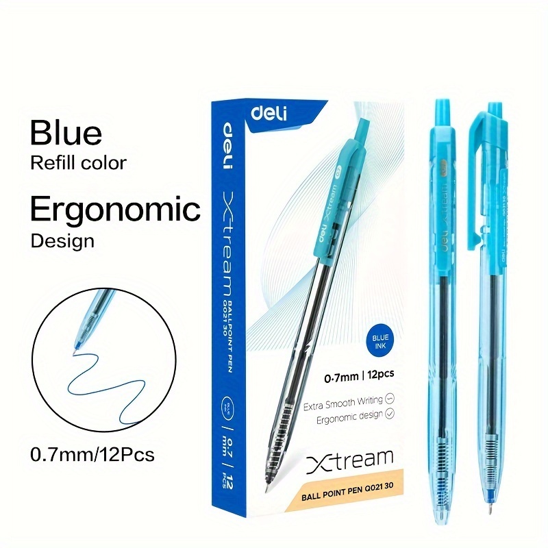 Office Ball Pen mm 12pcs/Box Ballpoint Pen Black Blue Smooth Writing  Low Viscosity Ink Ballpen Stationery