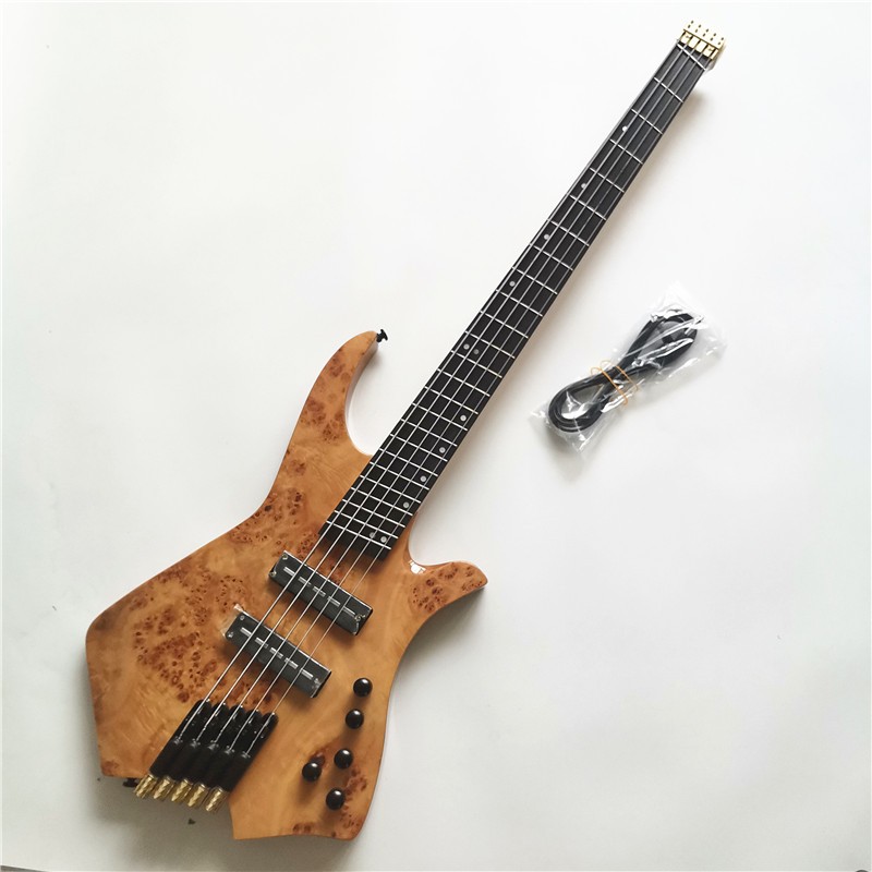 Fan Fretted 5 Strings Headless Electric Bass Guitar,Elm Body&Rosewood ...