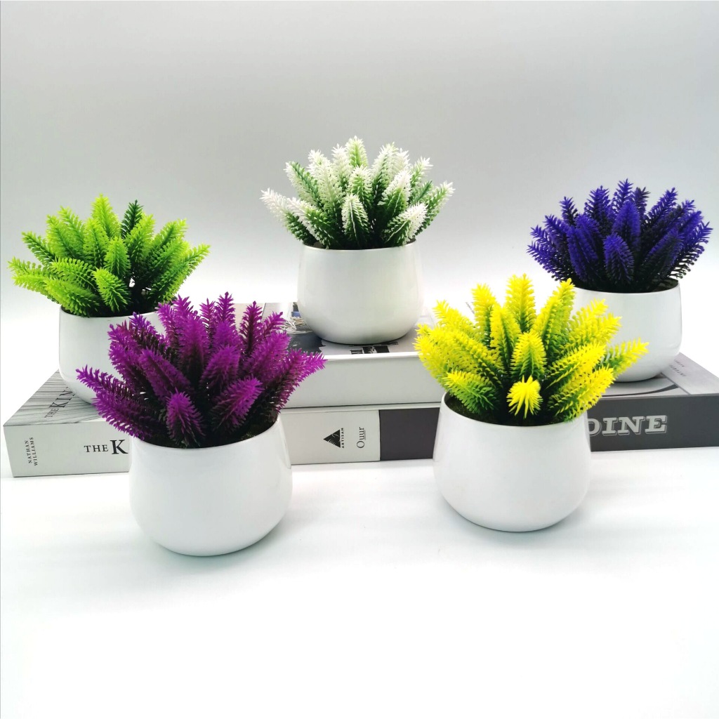 Artificial Plant Pot Ornamental Photo Props Plastic Desktop Fake Grass ...