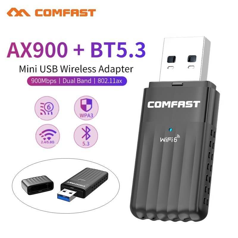 AX900 USB WiFi 6 Bluetooth 5.4 Adapter 2in1 Dongle Dual Band 2.4G&5GHz USB Network Wireless Wlan Receiver For Win 10/11 New