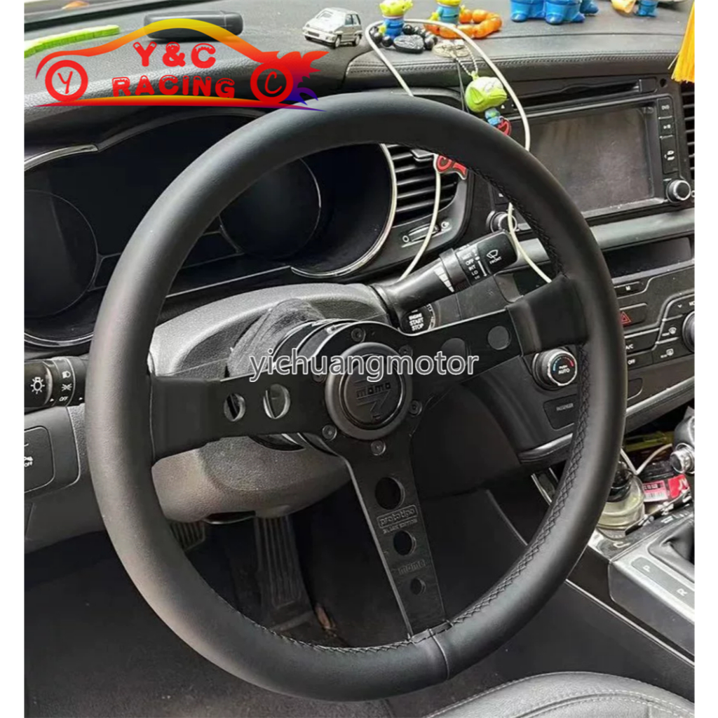 BLACK MOMO EDITION 14inch P5 Small Dish Genuine Leather Sport Steering Wheel