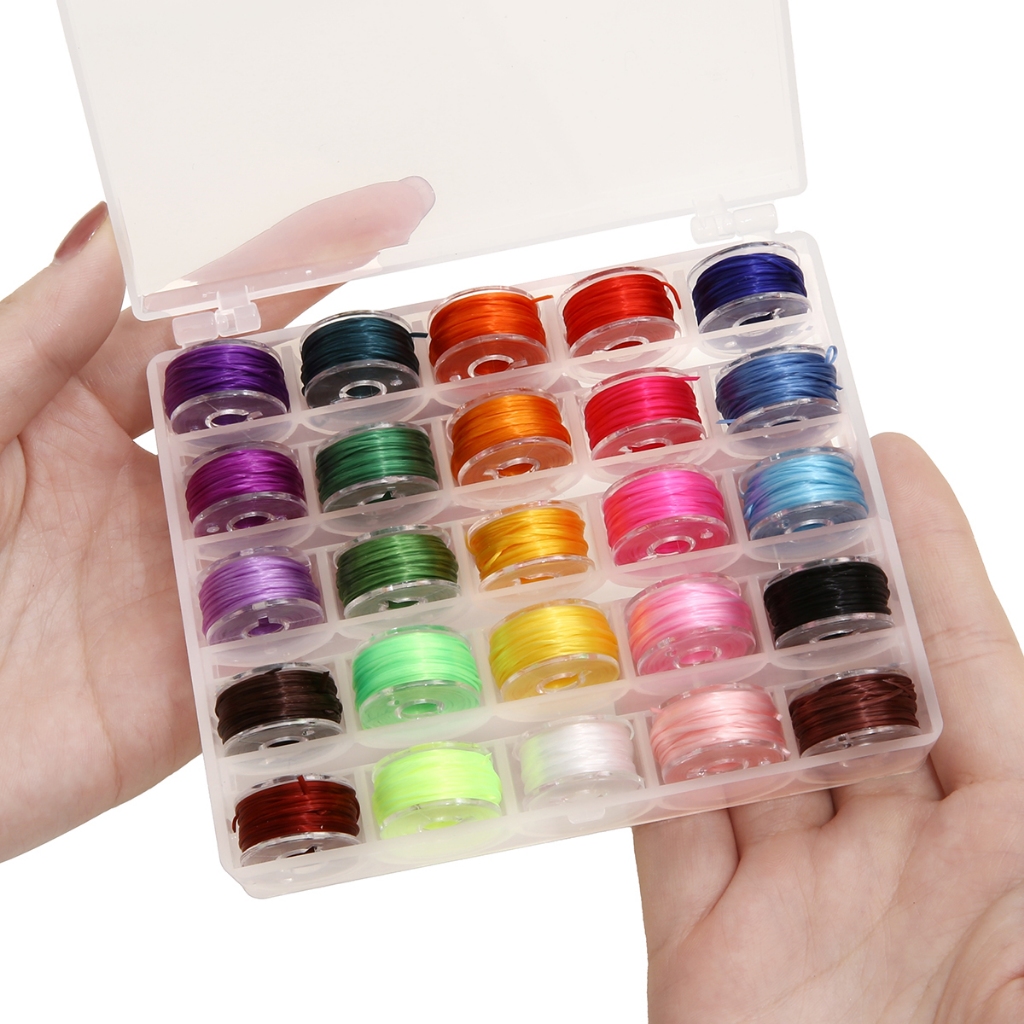 [0.5mm] Elastic Thread Set Box 25 Colors Set Bracelet Necklace Beaded ...